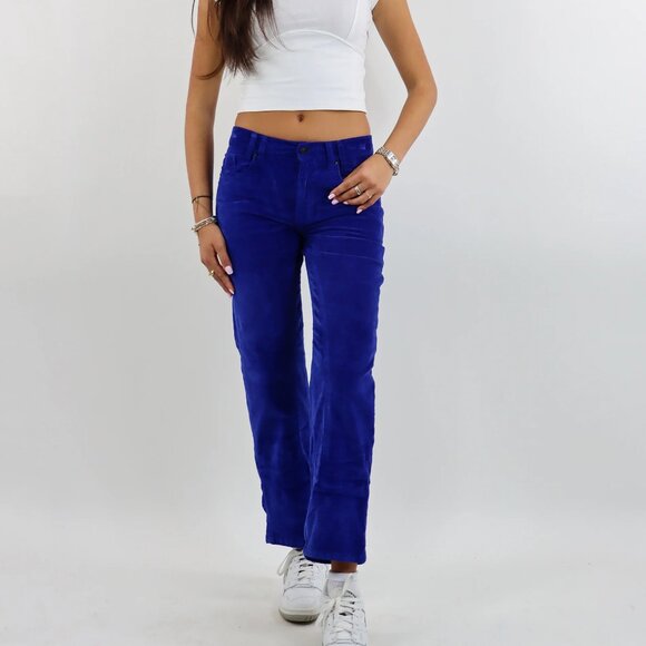NEW FREE PEOPLE RiskTaker Corduroy Straight Leg Pants in Blue for women 1125 5m - Picture 1 of 7